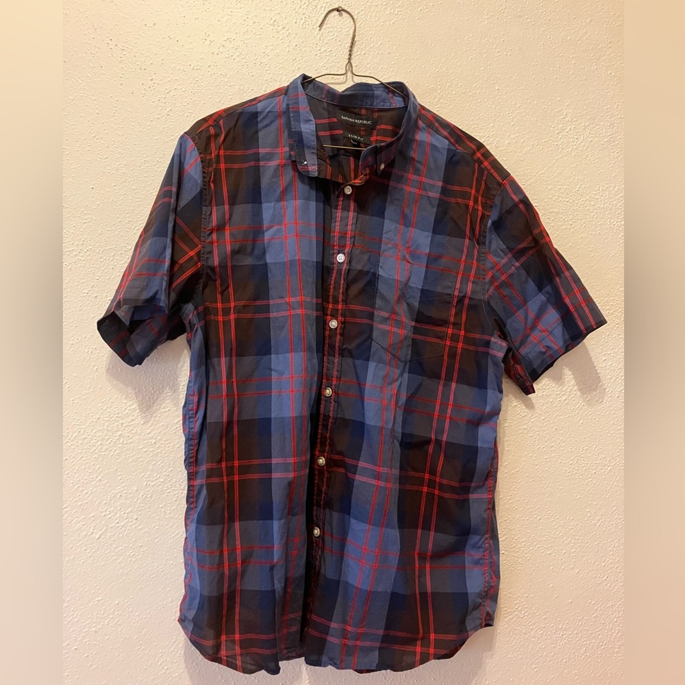 Banana Republic Blue and Red Checkered Shirt